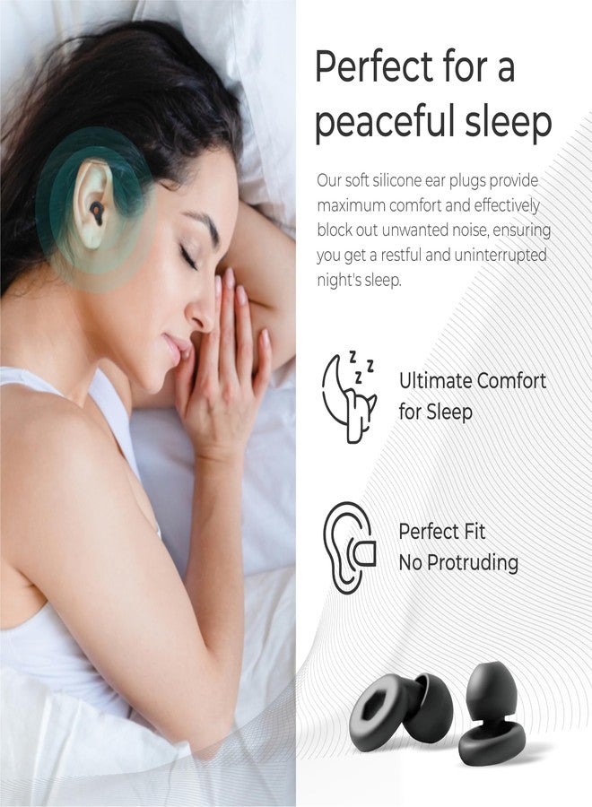 Hoop Ear Plugs for Quiet Noise Reduction - Reusable Earplug Hearing Protection - Soft Silicone for Sleep, Travel, Noise Sensitivity, Meditation - 8 Ear Tips in XS/S/M/L - Noise Canceling - Black - Image 4